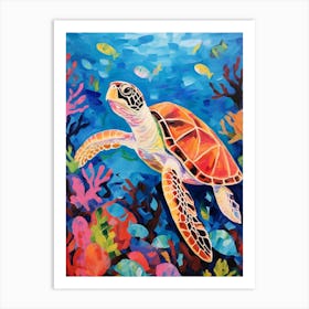 Colourful Sea Turtles In Ocean 4 Art Print