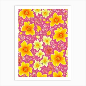 Daffodil Floral Print Warm Tones 2 Flower Art Print