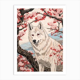 Arctic Wolf Vintage Japanese 1 Art Print