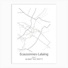 Ecaussinnes Lalaing,Belgium Minimalist Map Art Print