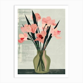 Pink Flowers In A Vase 7 Art Print