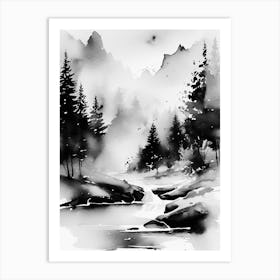 Black And White Ink Painting 3 Art Print