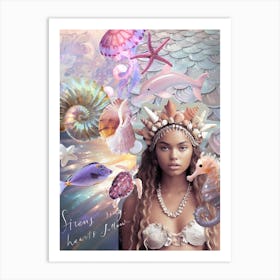Sirens Sing, Hearts Follow. Mermaidcore Collage Art Print