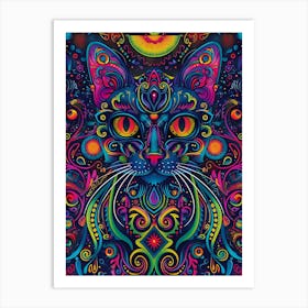 Psychedelic Cat 18 Art Print