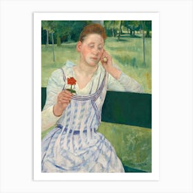 Woman With A Red Zinnia (1891), Mary Cassatt Art Print