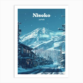 Niseko Hokkaido Japan Ski Mountain Digital Travel Art Art Print