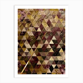 Abstract Geometric Triangle Pattern with Gold Foil n.0001 Art Print