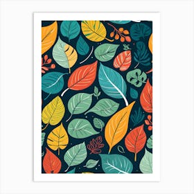 Autumn Leaves Seamless Pattern 3 Art Print