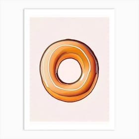 Caramel Glazed Donut Abstract Line Drawing 1 Art Print