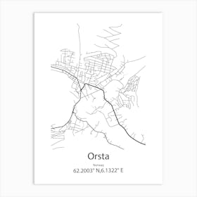 Orsta,Norway Minimalist Map Art Print