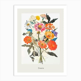 Zinnia 2 Collage Flower Bouquet Poster Art Print