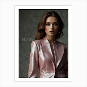 Portrait of a model girl in a stylish jacket 1 Art Print