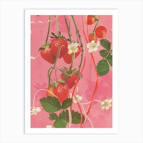 Strawberry Laces Candy Sweets Retro Collage 1 Art Print