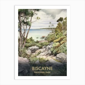 Biscayne National Park Watercolour Vintage Travel Poster 1 Art Print