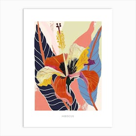 Colourful Flower Illustration Poster Hibiscus 4 Art Print