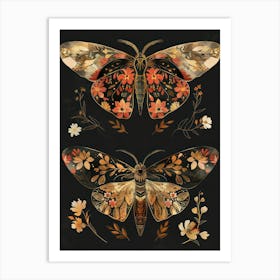 Night Butterflies William Morris Style 9 Art Print