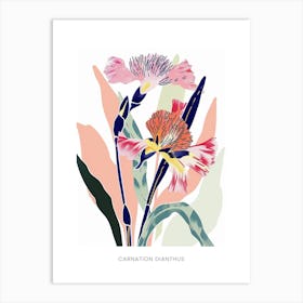 Colourful Flower Illustration Poster Carnation Dianthus 4 Art Print