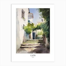 Capri Watercolour Travel Poster 3 Art Print