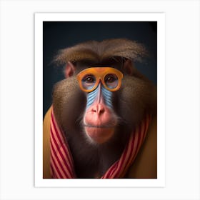 Mandrill Monkey Wearing Glasses Art Print