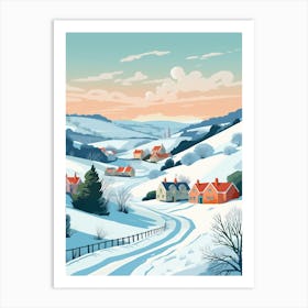 Vintage Winter Travel Illustration Cornwall United Kingdom 3 Art Print