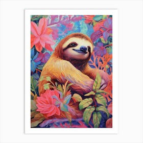 Colorful Animal Sloth Cute Art Print