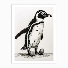 African Penguin Balancing Eggs 2 Art Print