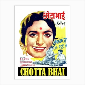 Bollywood Movie Poster, Young Female Chotta Bhai Art Print