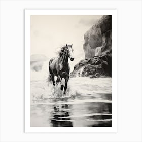 A Horse Oil Painting In Pfeiffer Beach California, Usa, Portrait 1 Art Print