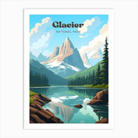 Glacier National Park Montana USA Camping Travel Art Art Print