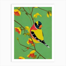 American Goldfinch 2 Midcentury Illustration Bird Art Print