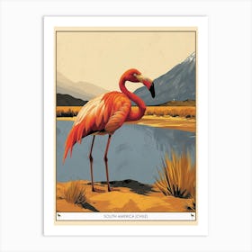 Greater Flamingo South America Chile Tropical Illustration 6 Poster Art Print