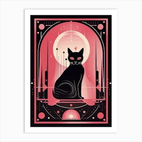 The World Tarot Card, Black Cat In Pink 0 Art Print