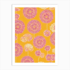 Scabiosa Floral Print Warm Tones 1 Flower Art Print