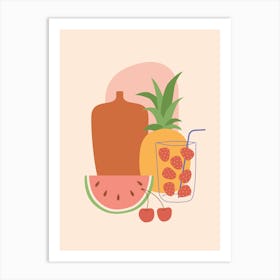 Floral, Foliage, Fruits, Berries, Pots Art Print