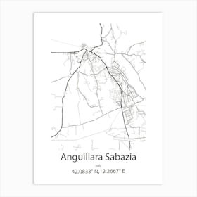 Anguillara Sabazia,Italy Minimalist Map Art Print