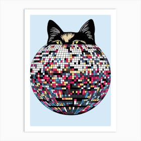 Disco Ball Cat Art Print