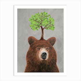 Bear With Tree Art Print