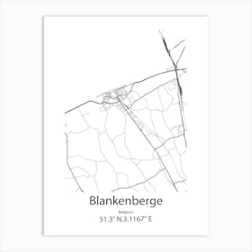 Blankenberge,Belgium Minimalist Map Art Print