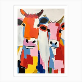 Colourful Kids Animal Art Cow 6 Art Print