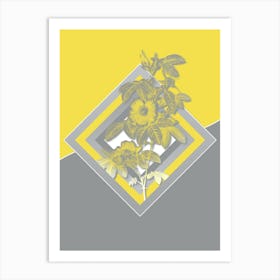 Vintage Single May Rose Botanical Geometric Art in Yellow and Gray n.385 Art Print