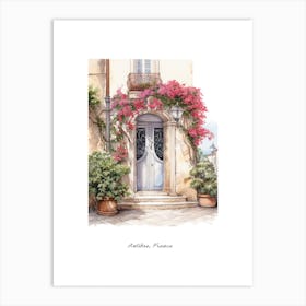 Antibes, France   Mediterranean Doors Watercolour Painting 2 Poster Art Print