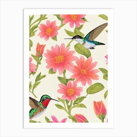 Hummingbird 2 William Morris Style Bird Art Print