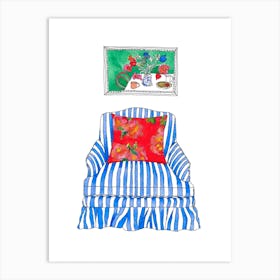 Sallys Chair Blue & Red Art Print