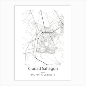 Ciudad Sahagun,Mexico Minimalist Map Art Print