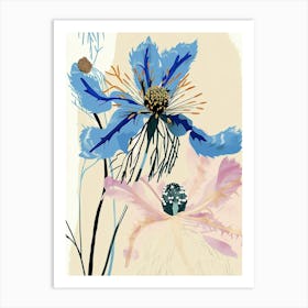 Colourful Flower Illustration Nigella Love In A Mist 3 Art Print