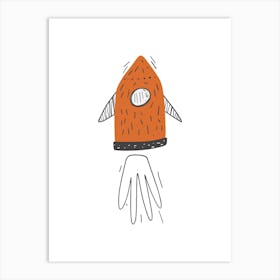 Rocket Ship Space Kids Room 3 1 Art Print