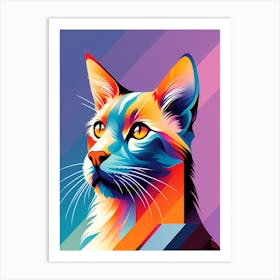Cat Portrait, colorful cat, cat art, digital cat art, abstract cat art Art Print