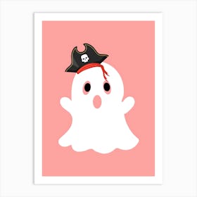 White Ghost With A Pirate Hat Art Print