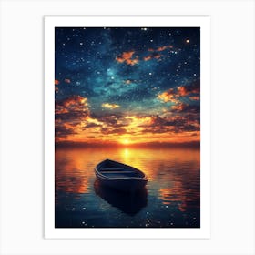 Boat At Sunset 2 Art Print