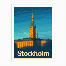 Aihrgdesign A Retro Travel Poster For Stockholm Featuring The 933fe8e1 6bbf 4369 Bd44 9f4a3cc458b8 3 Art Print